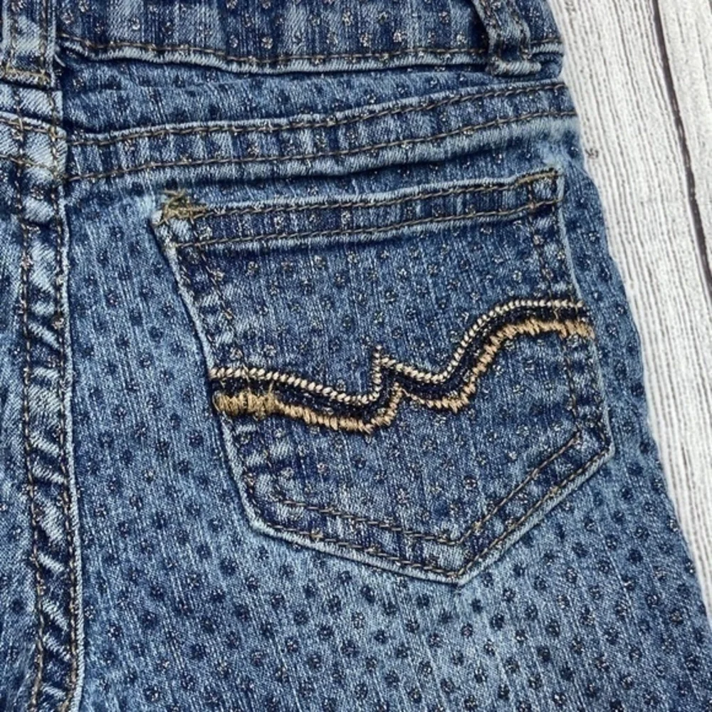 Arizona Jeans Co Skinny Jeans Toddler Girls Size 4T Silver Glitter Polka Dots